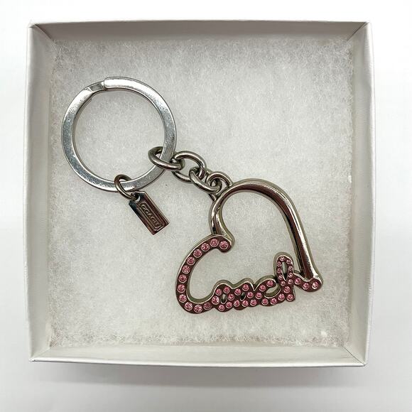 COACH Poppy Bag Charm, Pink Rhinestone Heart - Picture 7 of 7